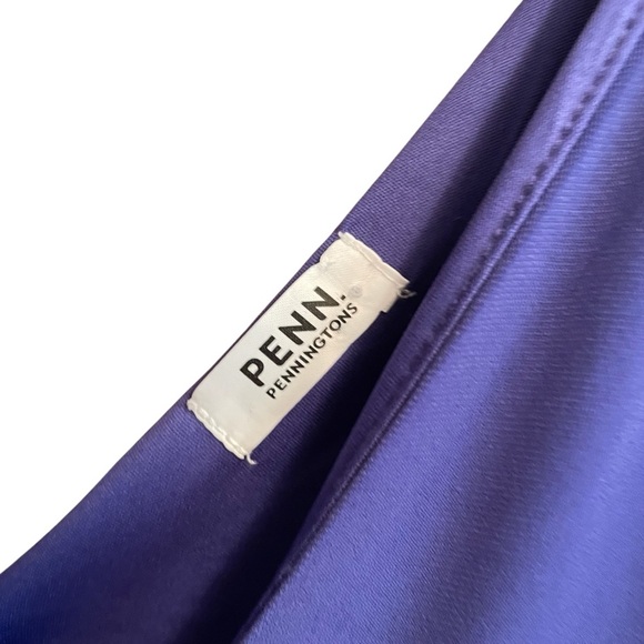 Penn Purple V-Neck Shift Dress-Attached belt-V Back-Size 2X-Lined-Pockets - Picture 5 of 8